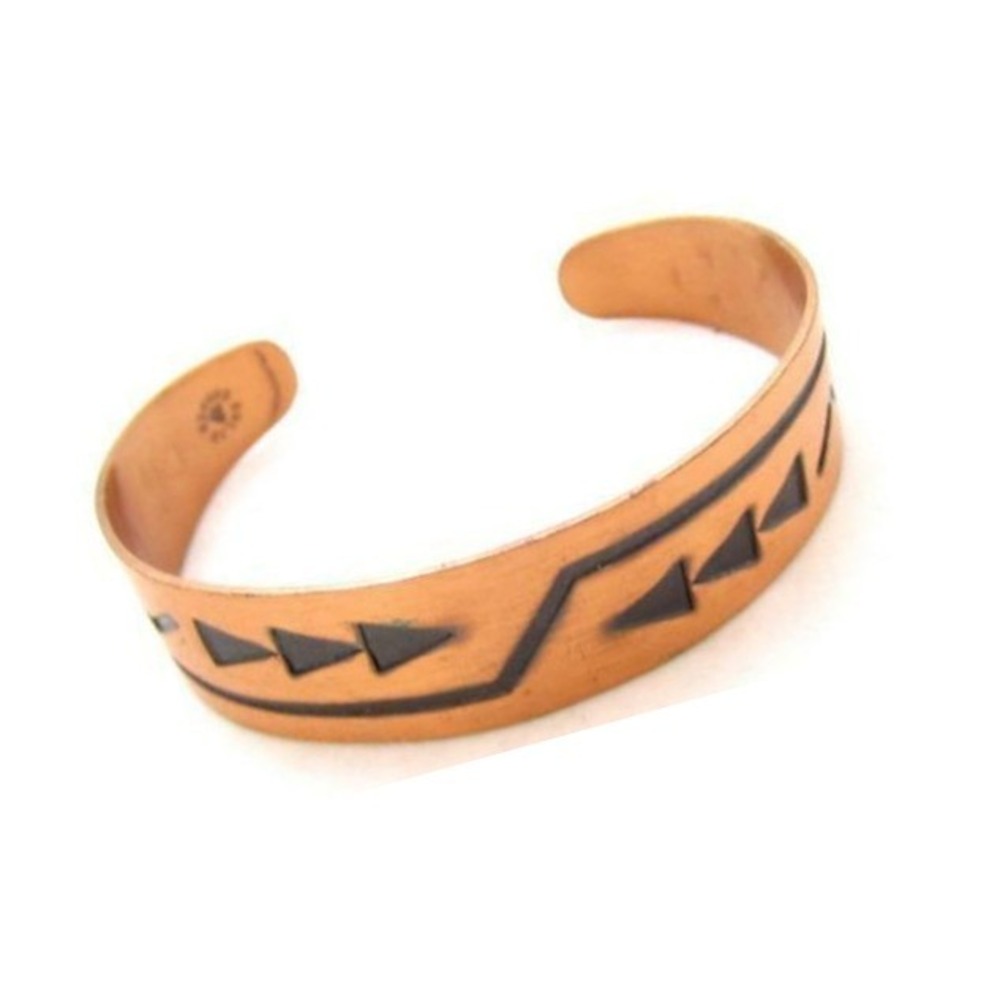 Vintage Signed COPPER BELL Solid Copper Southwestern Design Cuff Bracelet